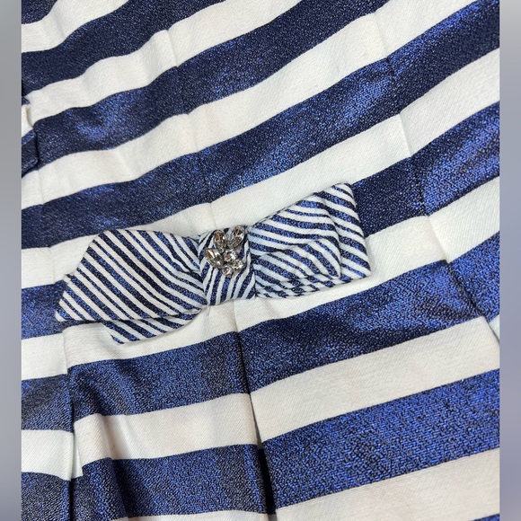 Abel & Lula Girls Striped Metallic Blue and White Summer Dress size 5/ 110 cm - Picture 4 of 6